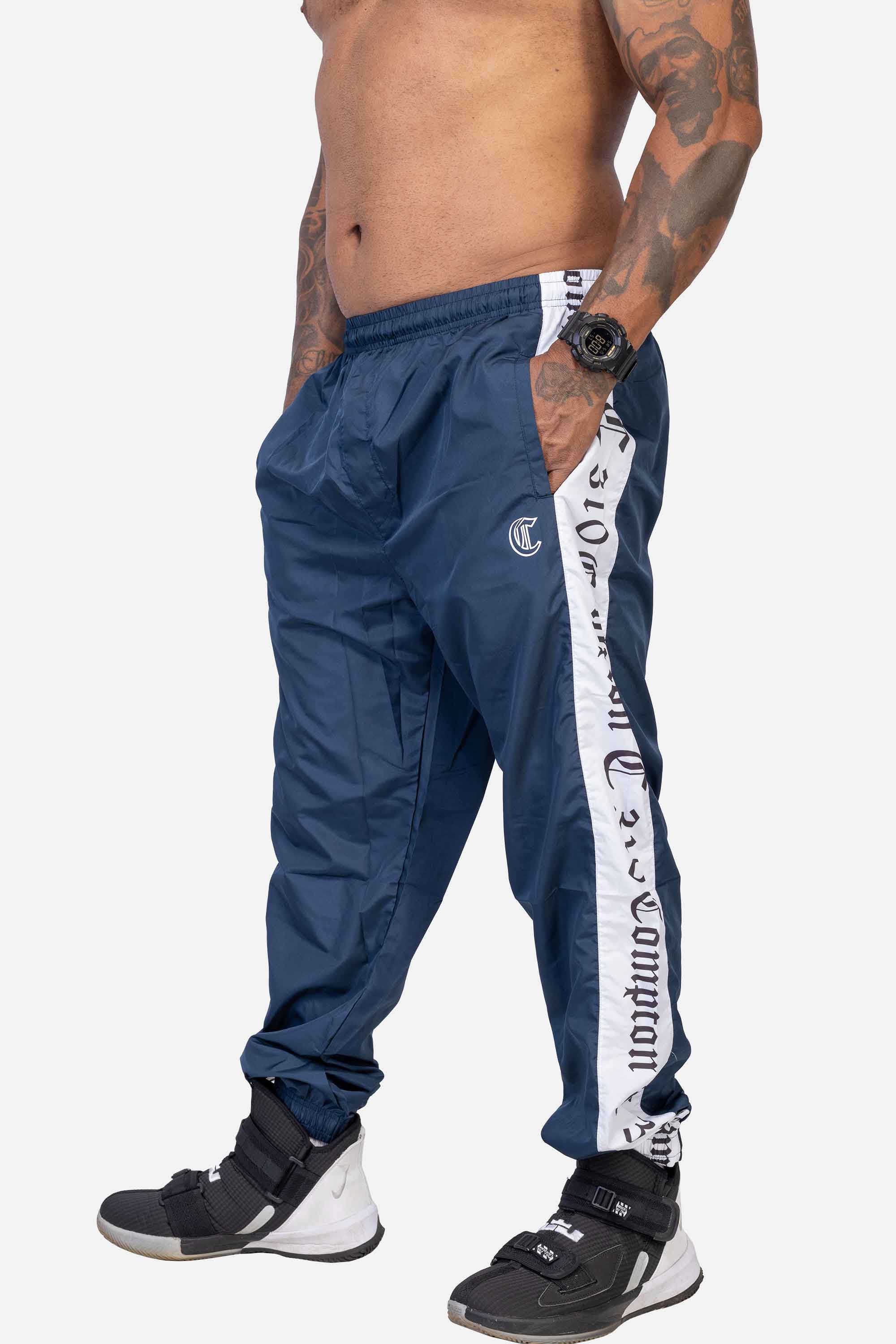 Calça Tactel Azul Marinho Compton com Faixa Lateral